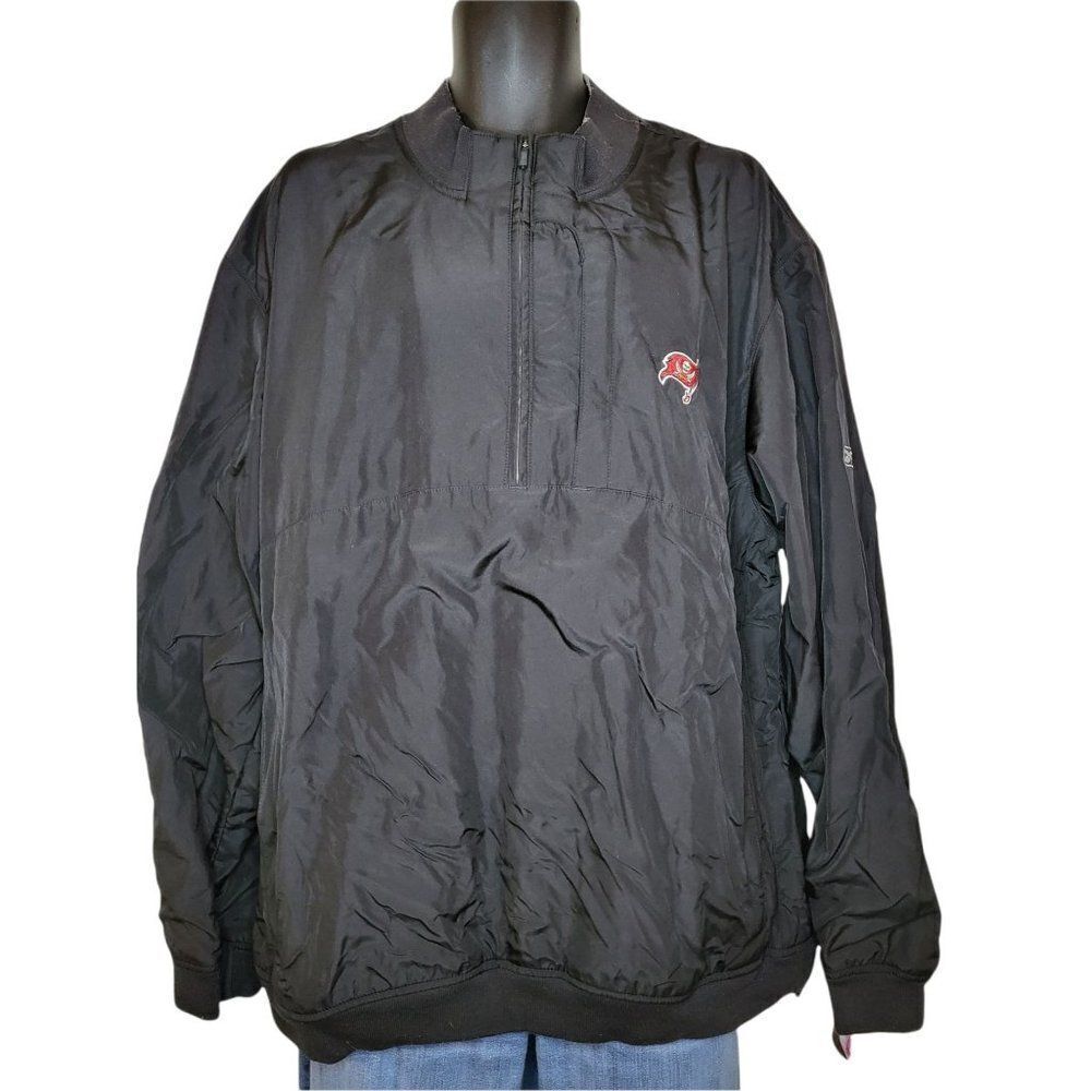 NFL Tampa Bay Buccaneers Windbreaker Men Sz XL Prestige Sports‎ 1/4 Zip Black